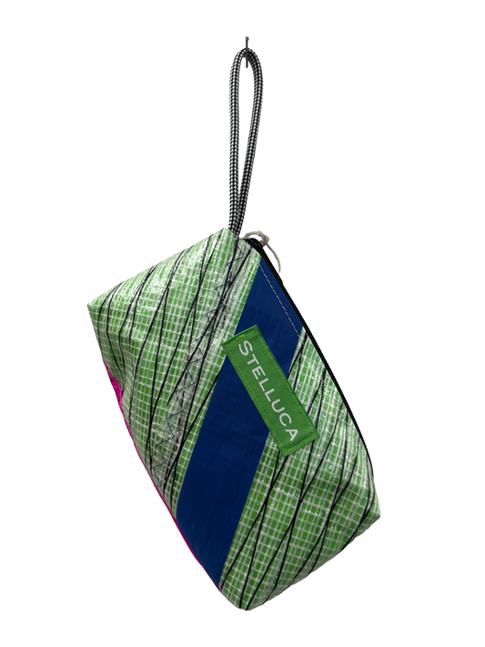 Blue Striped Green & Magenta Clutch
