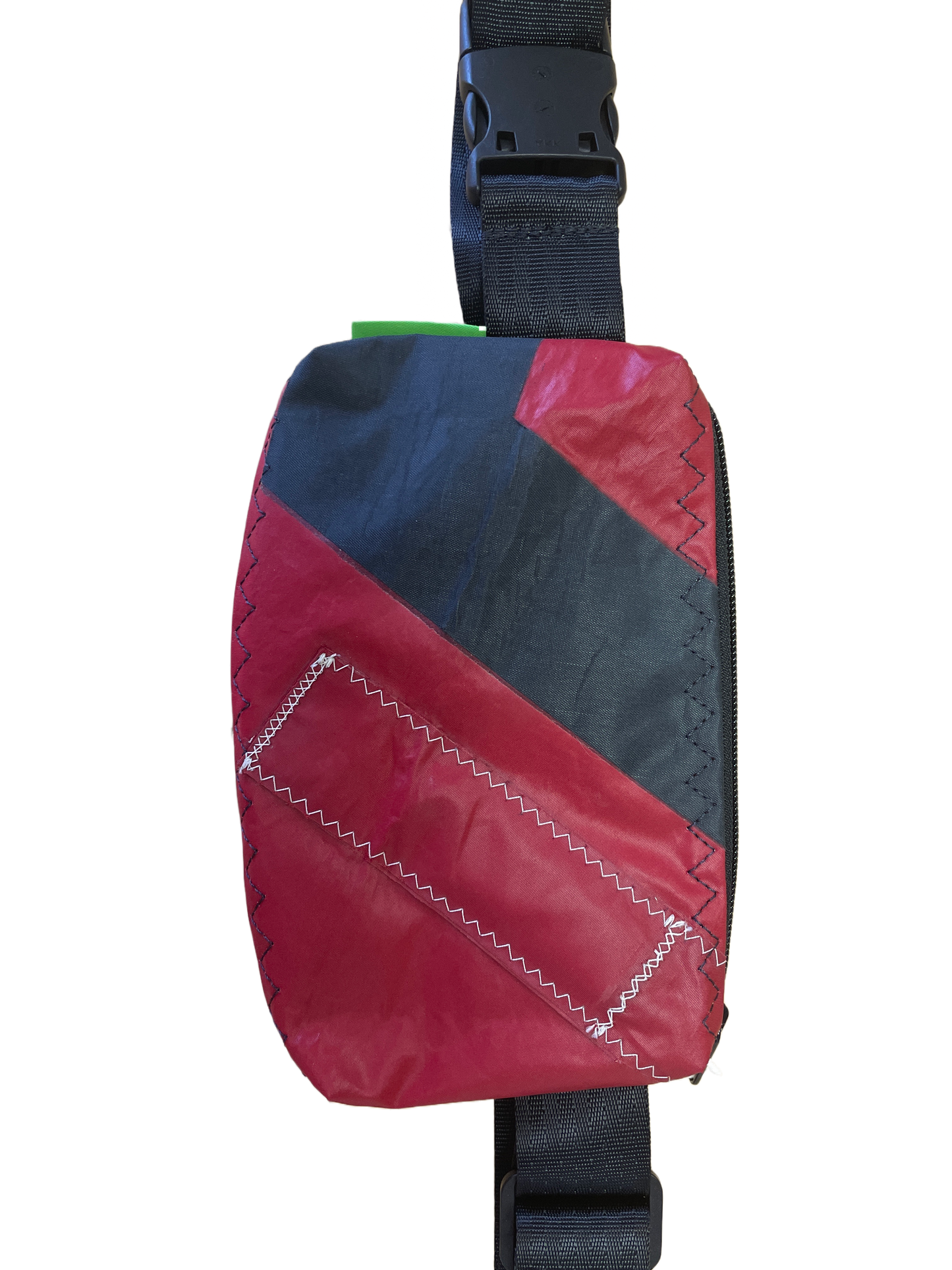 Black & Red Belt Bag with Batten Pocket
