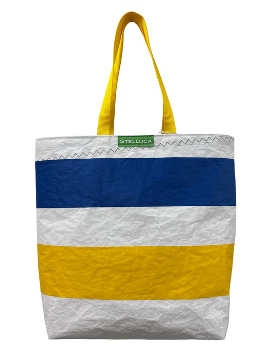 Blue & Yellow Stripe Grocery Tote