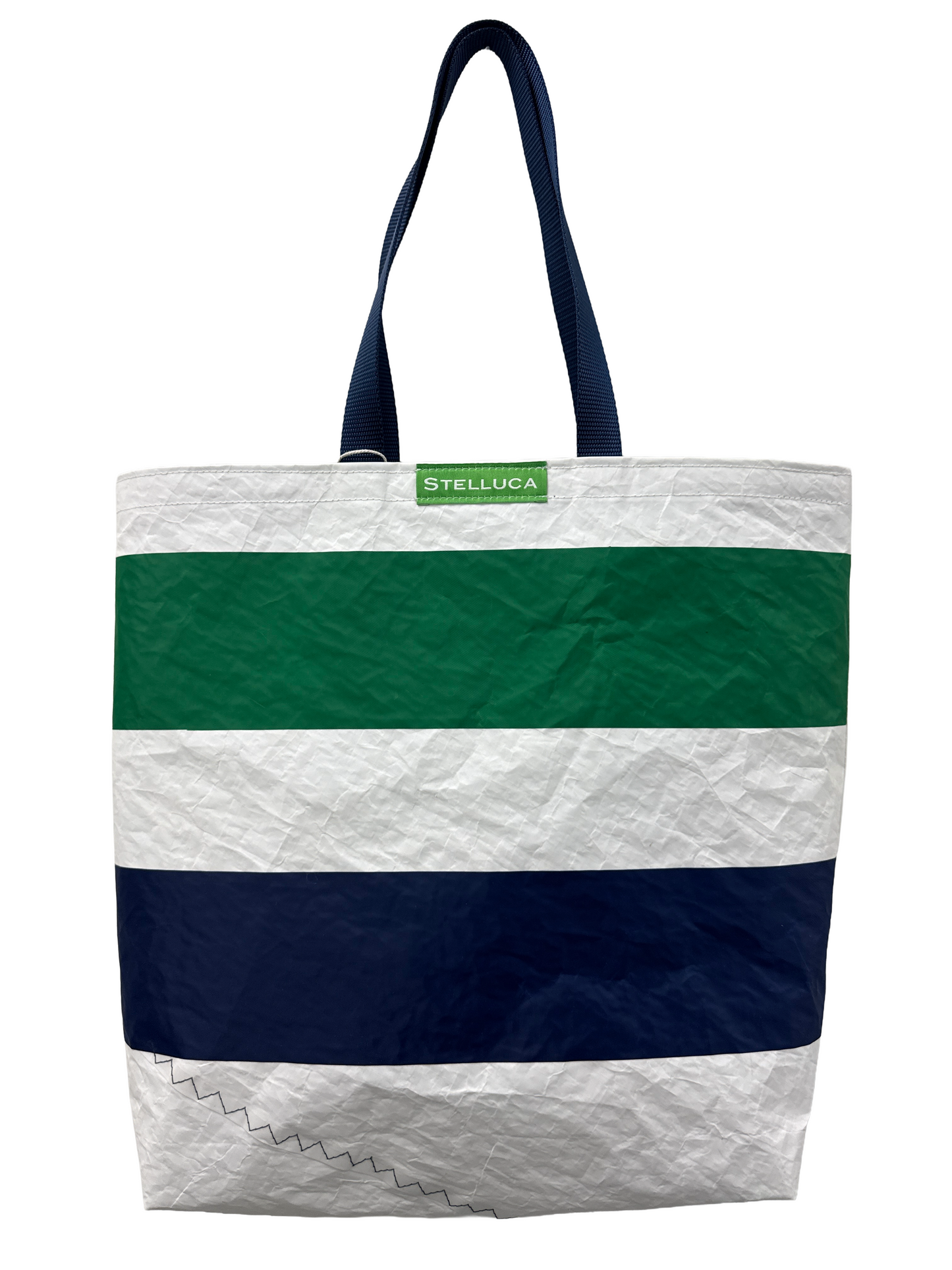 Green & Navy Stripe Grocery Tote