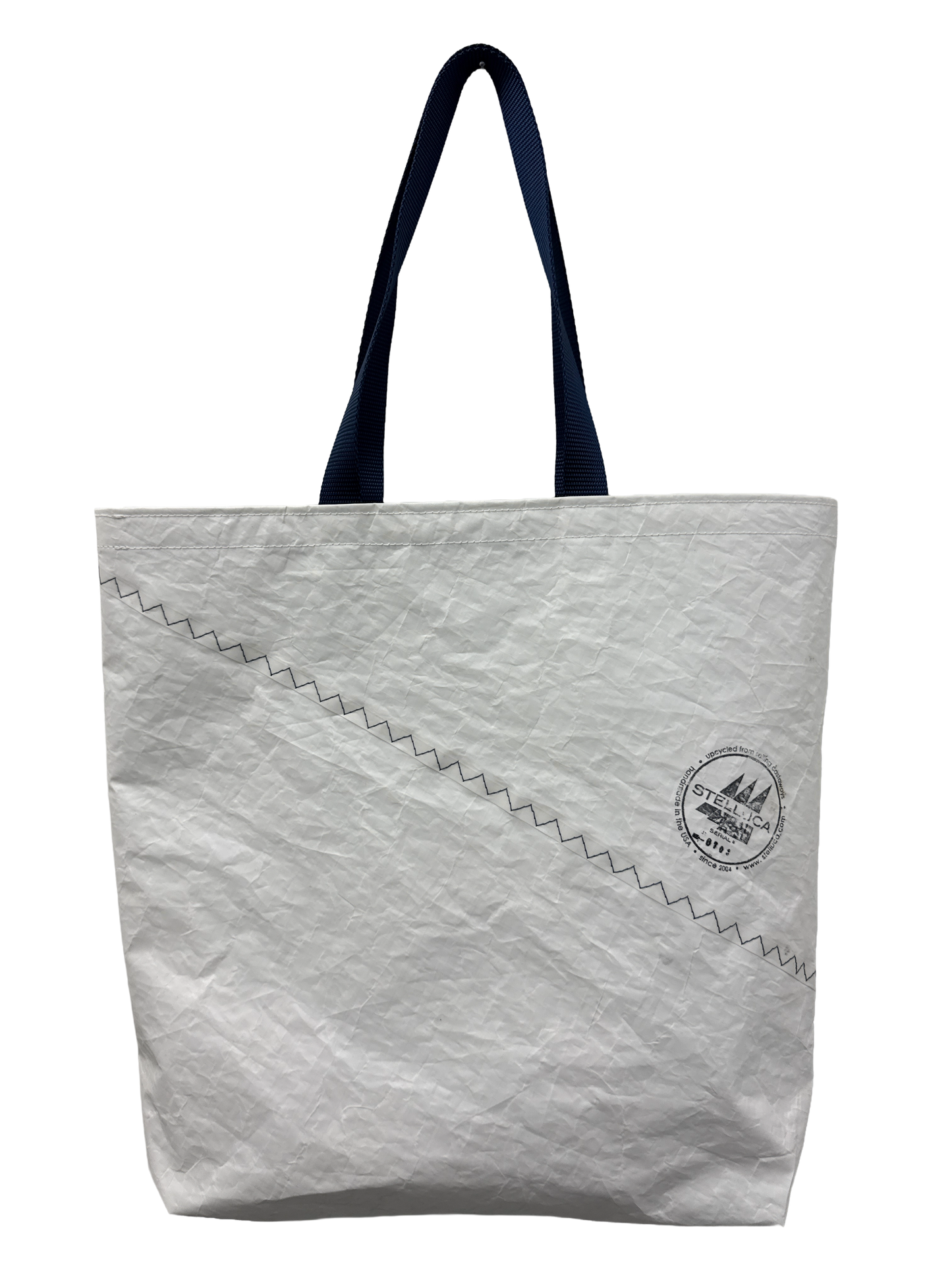 Green & Navy Stripe Grocery Tote