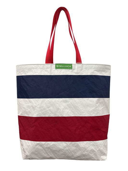 Navy & Red Stripe Grocery Tote