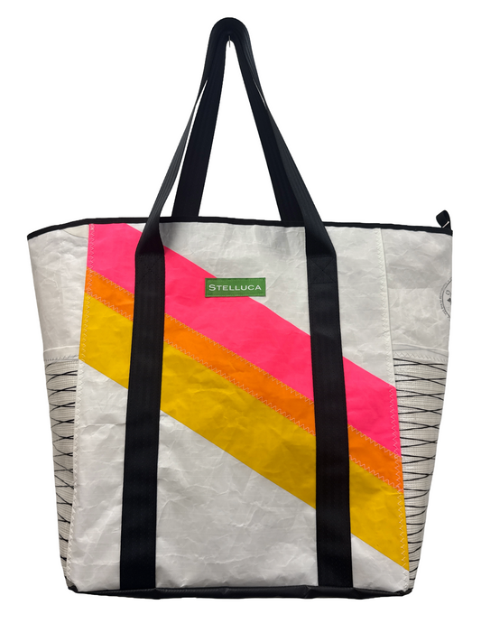 Pink & Yellow Striped Beach Tote