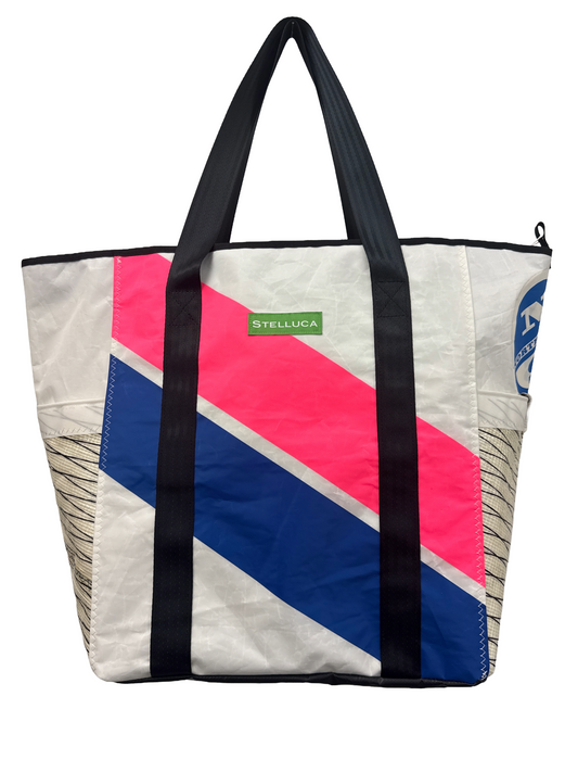 Pink & Blue Striped Beach Tote