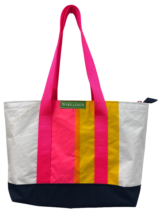 Pink & Yellow Striped City Tote
