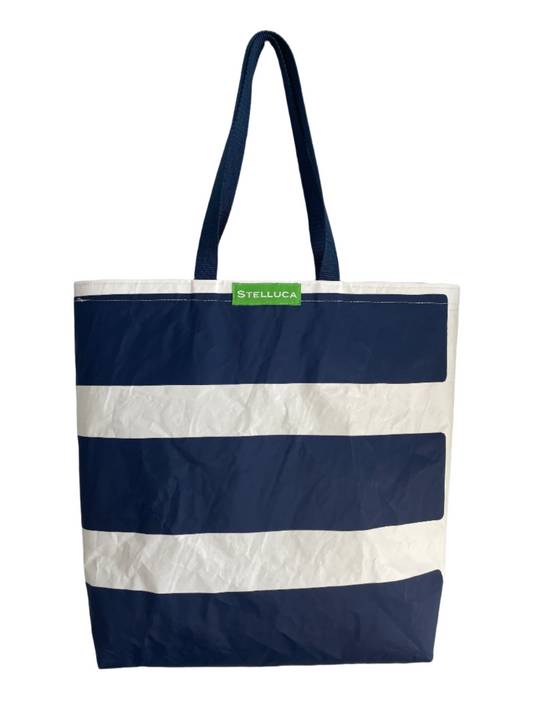 Navy Blue Stripe Grocery Tote