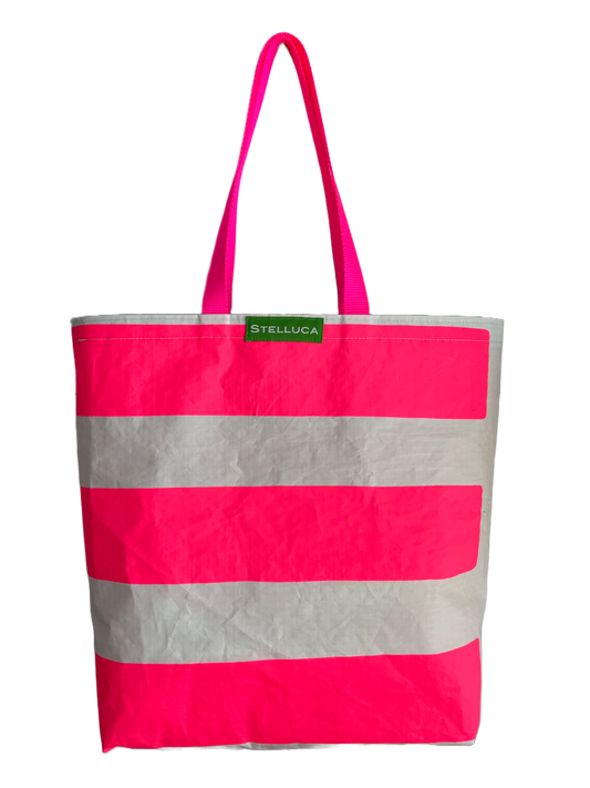 Hot Pink Stripe Grocery Tote